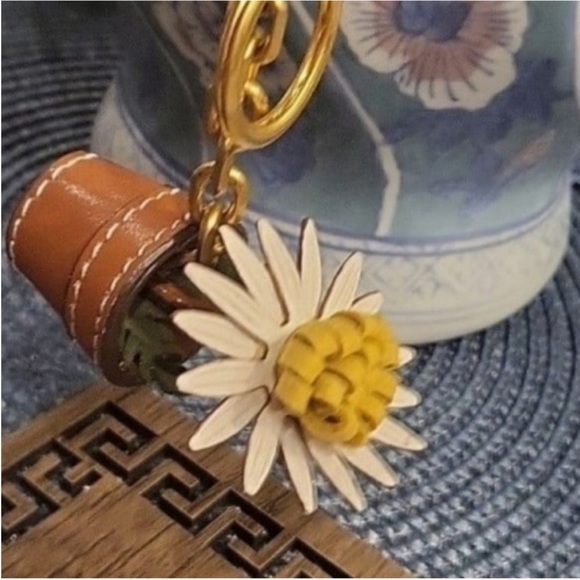 Tory Burch Accessories - Tory Burch Yellow Floral Keychain